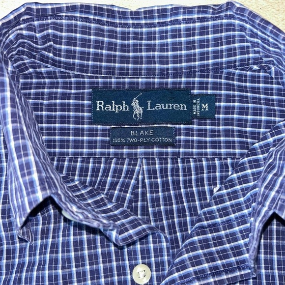 Ralph Lauren “Blake” Fit Men’s Button-Up Shirt | Navy & Blue Plaid | Size M - Picture 3 of 6